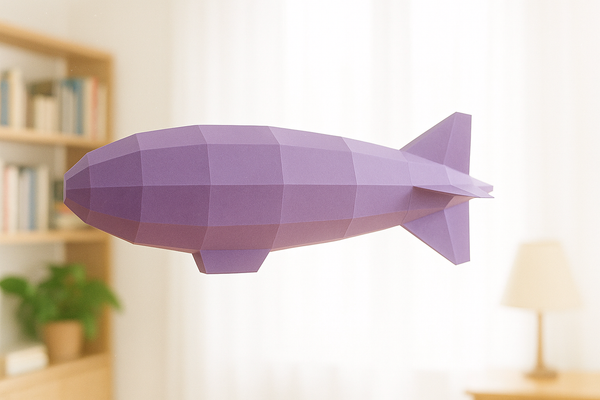 Blimp or Dirigible or Zeppelin or Goodyear Balloon 3D Papercraft Model - Origami Art - DIY Pattern - Downloadable PDF template