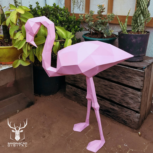 Printable Flamingo 3D Papercraft Model PDF Template